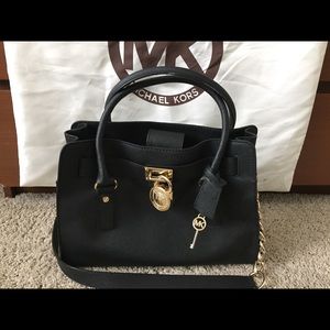 Michael Kors Hamilton satchel with gold hardware